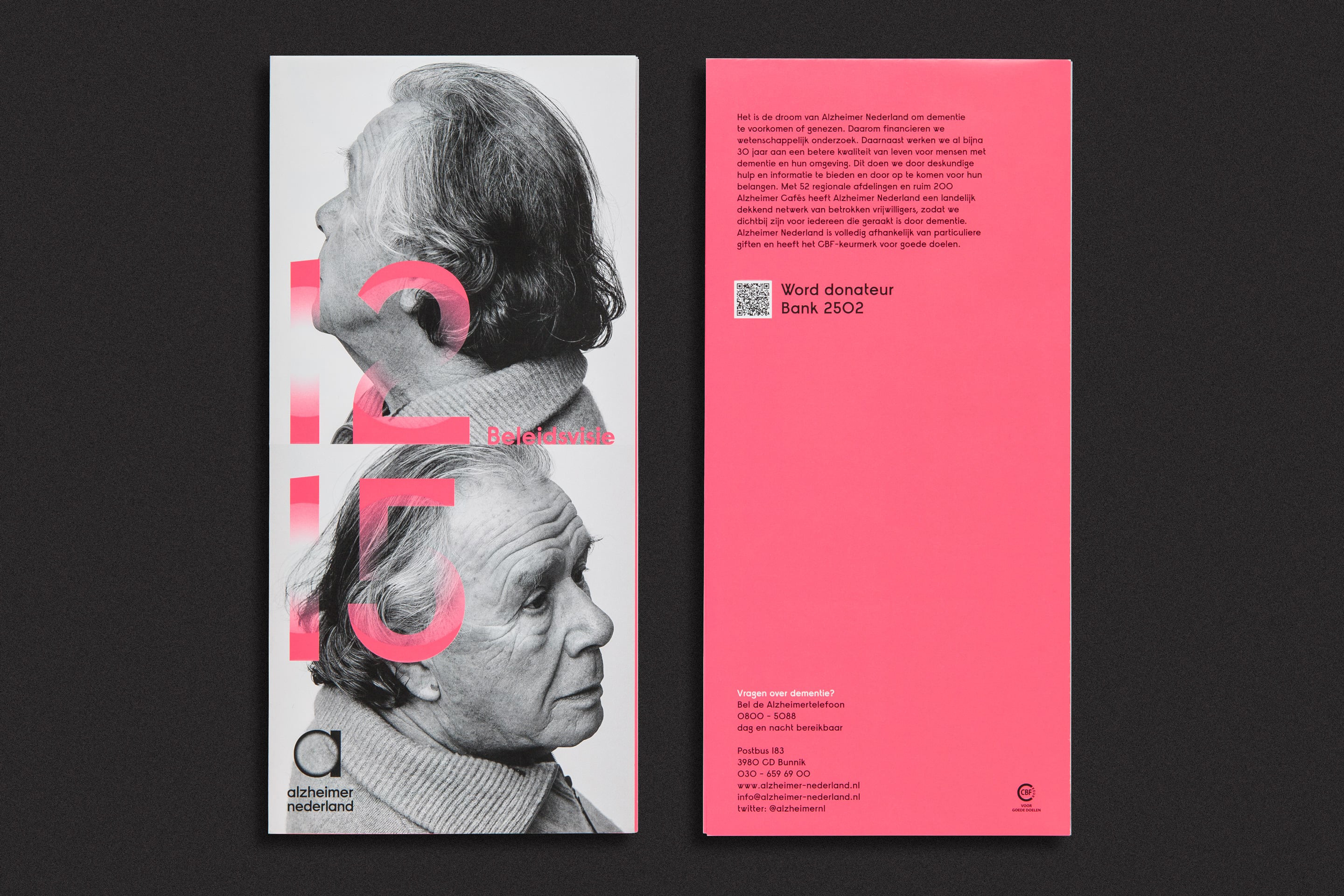 studio dumbar Alzheimer Nederland Brand identity folder design with photography and fading typography