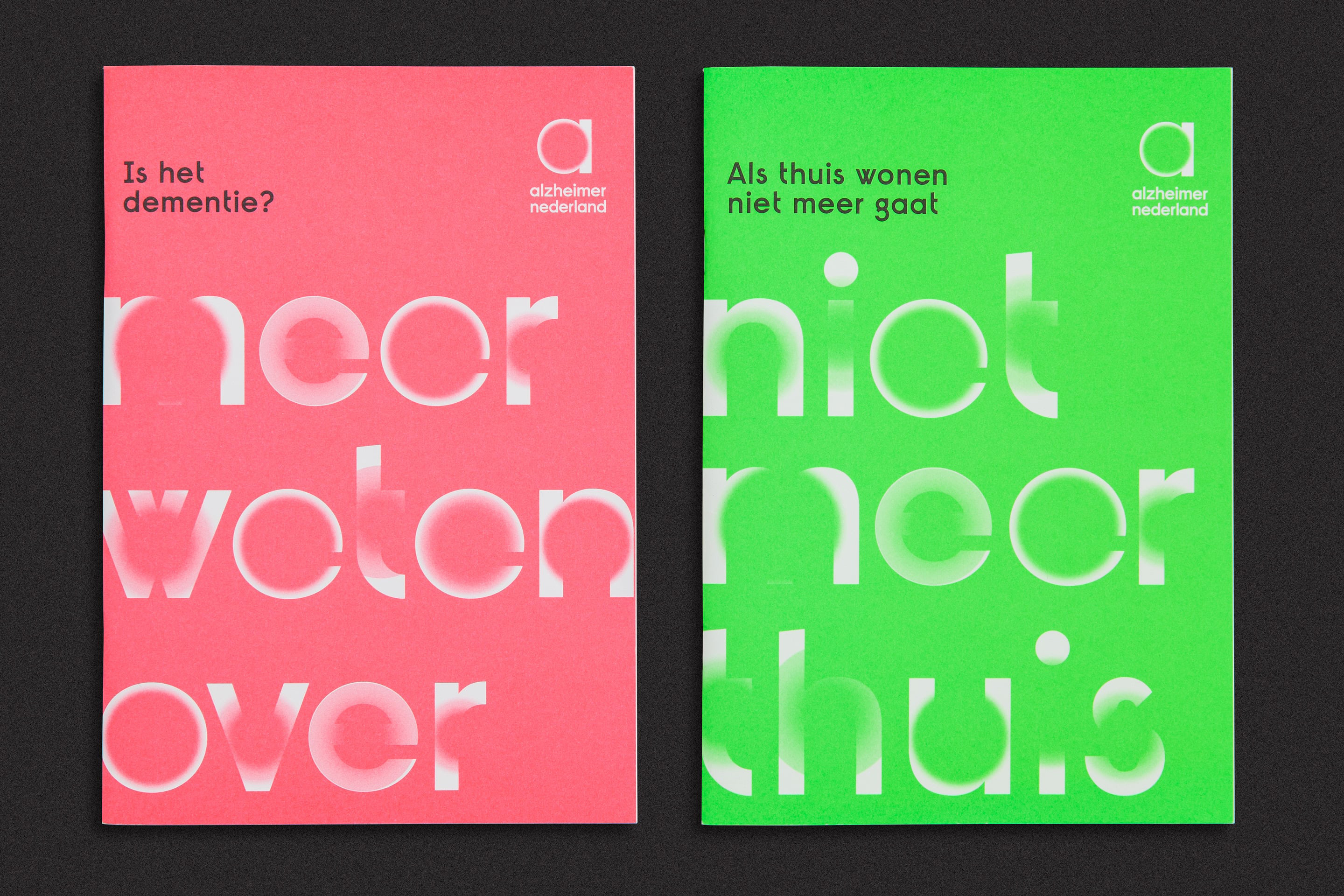 studio dumbar Alzheimer Nederland Brand identity fading typography brochure covers design dimentia