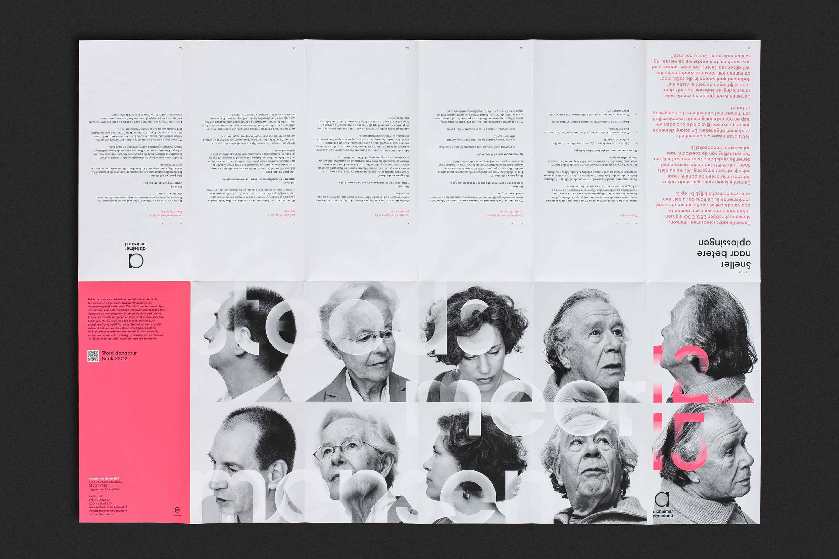 studio dumbar Alzheimer Nederland Brand identity folder design with photography and fading typography
