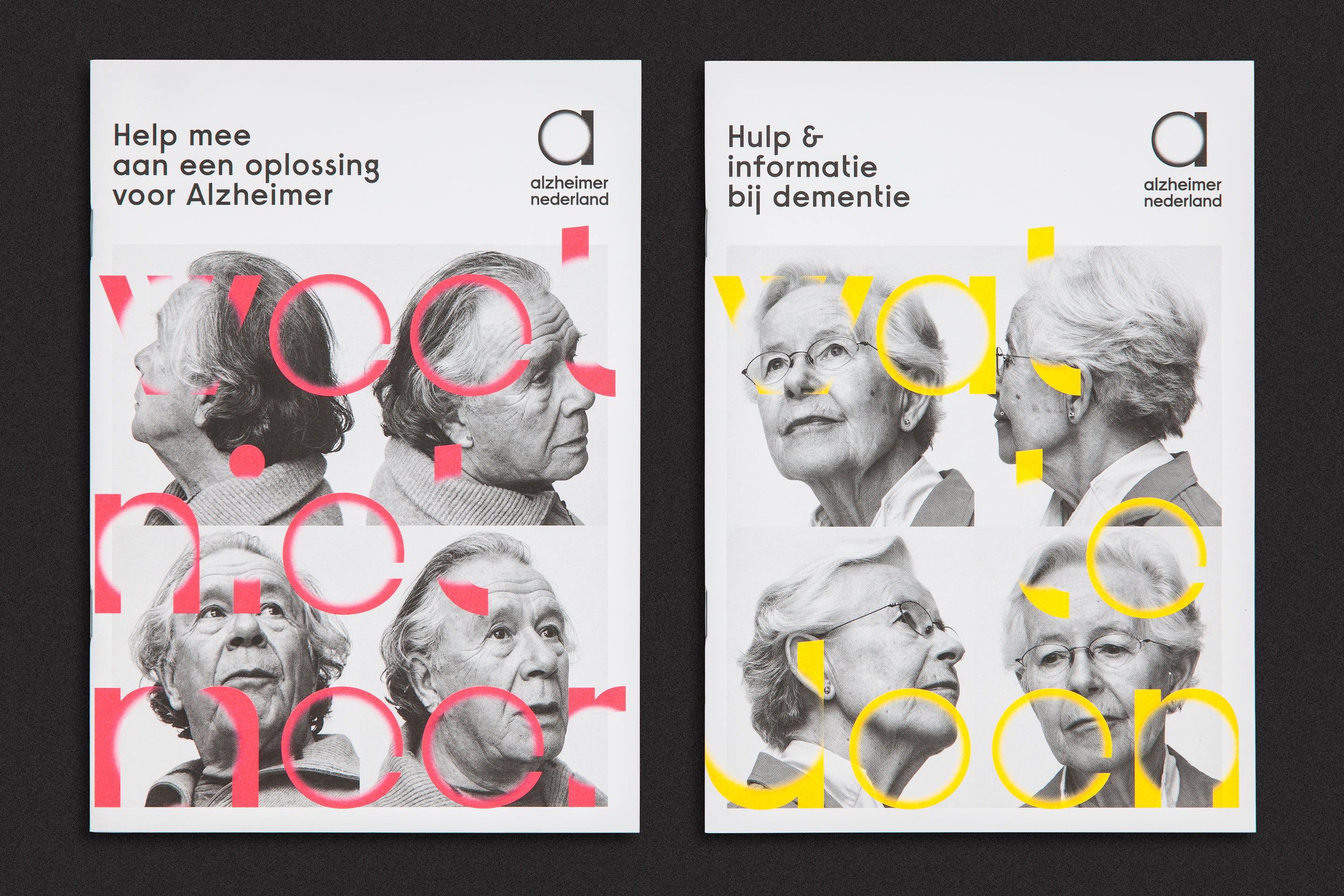 studio dumbar Alzheimer Nederland Brand identity brocure design photography and fading typography