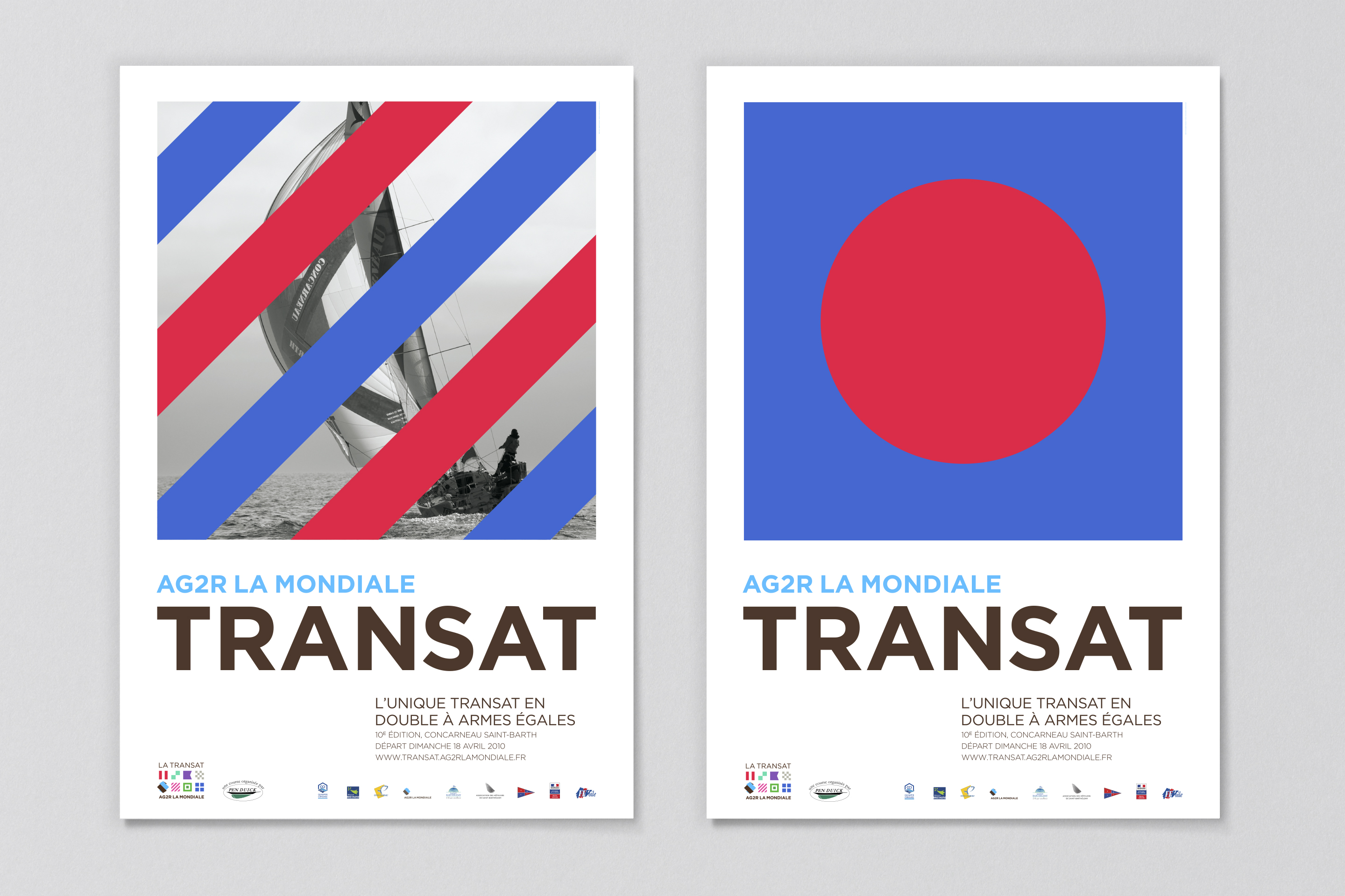 studio dumbar design visual brand identity AG2R LA MONDIALE French insurance company Transat sailing poster design