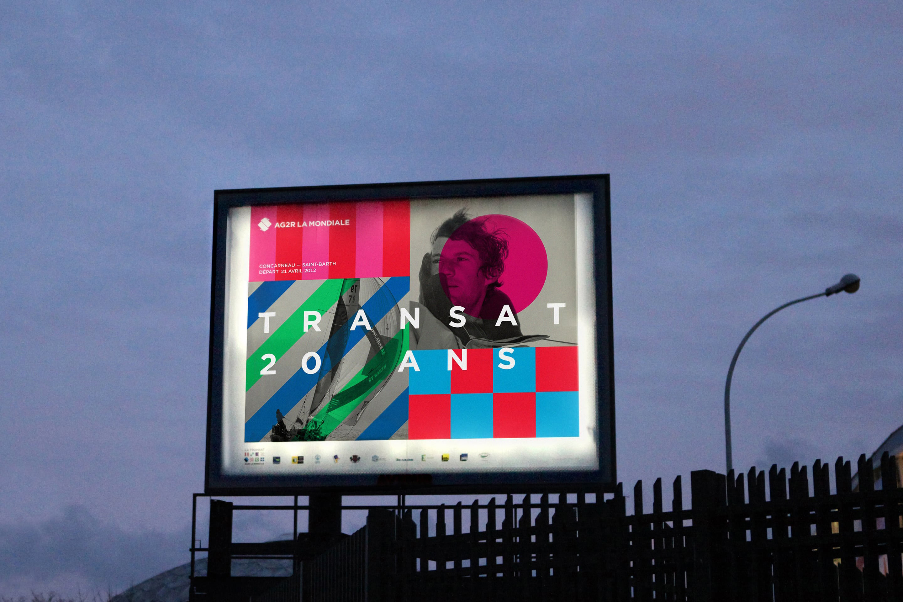 studio dumbar design visual brand identity AG2R LA MONDIALE French insurance company outdoor poster design for Transat