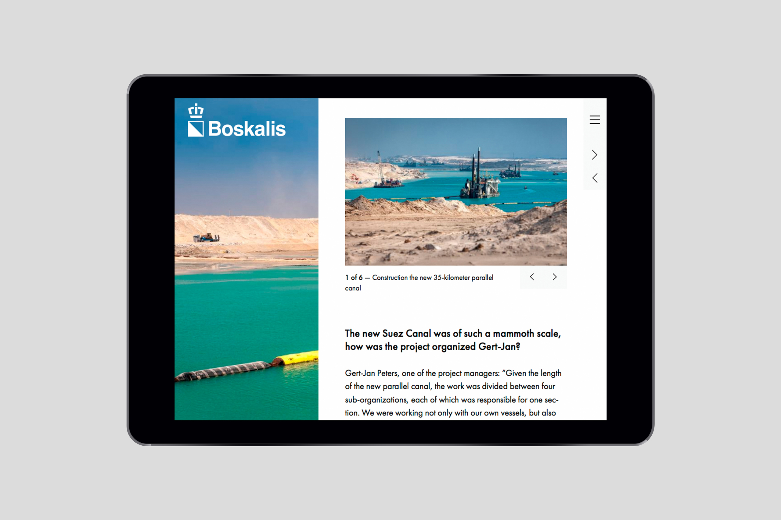 studio dumbar design visual brand identity for Boskalis the leading dredging and marine experts magazine New Horizons digital ipad design