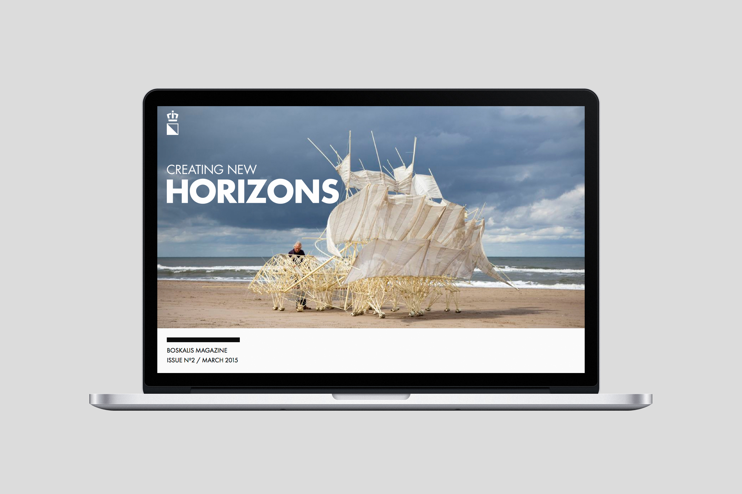 studio dumbar design visual brand identity for Boskalis the leading dredging and marine experts magazine New Horizons digital desktop design