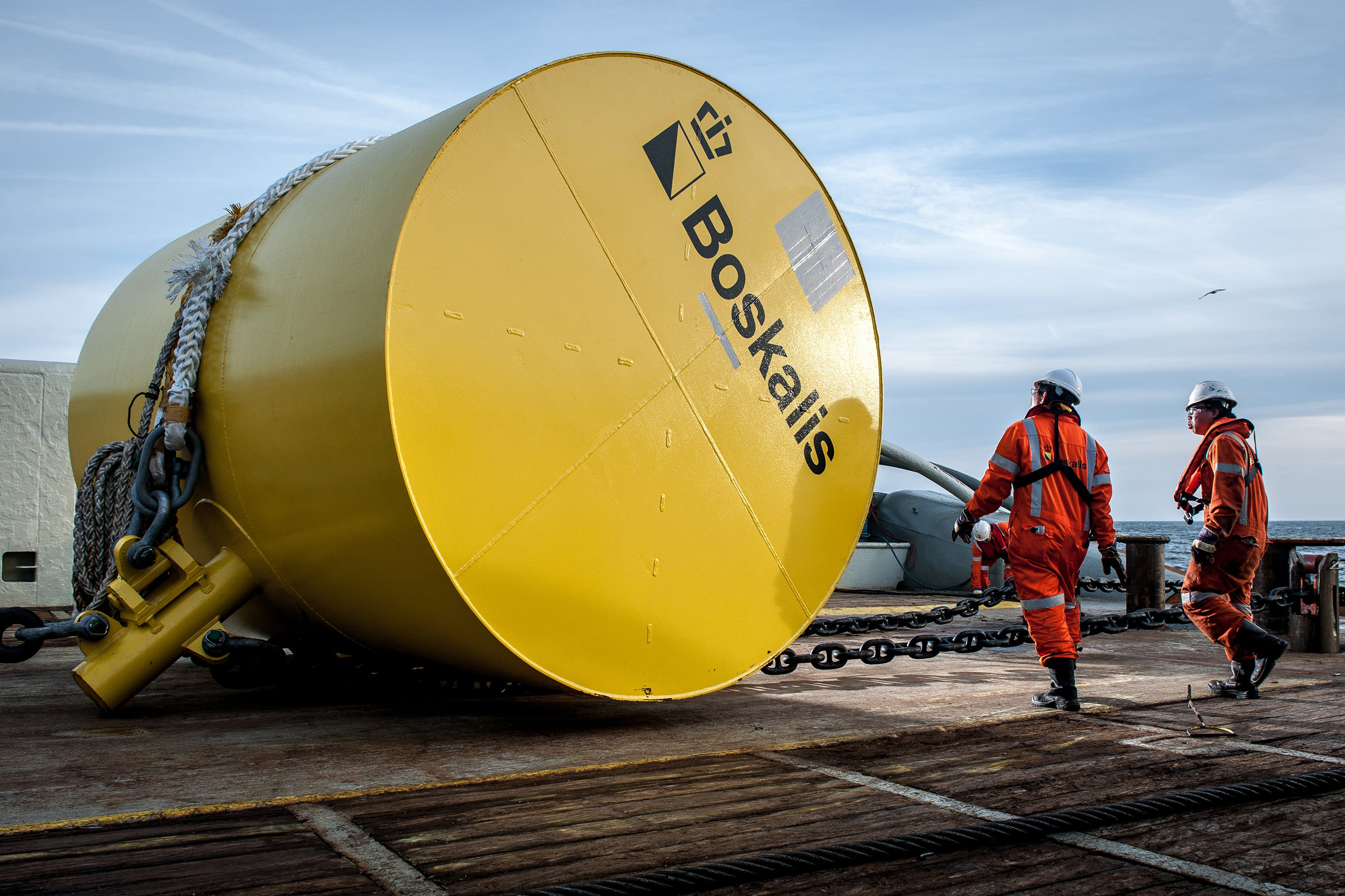 studio dumbar design visual brand identity for Boskalis the leading dredging and marine experts photograph of bouy with logo