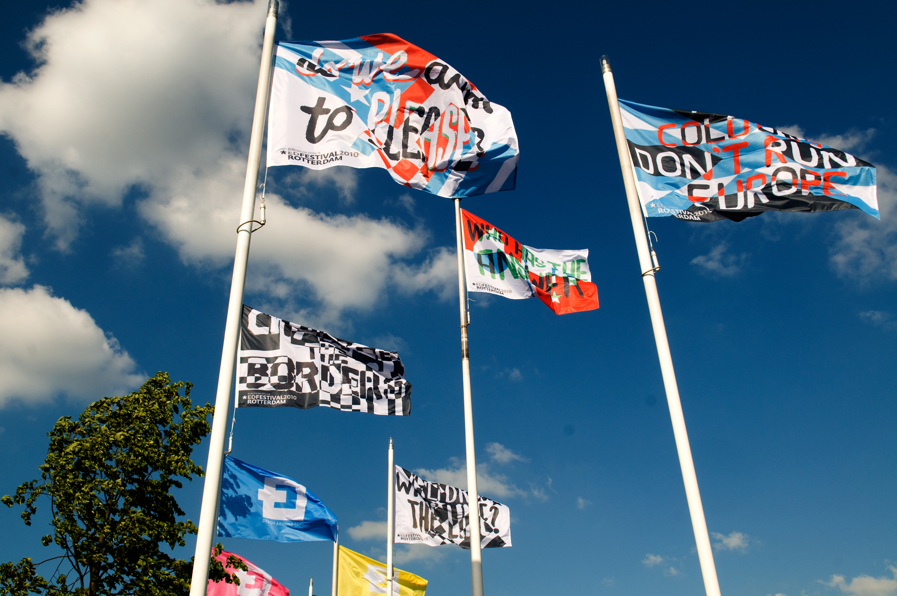 studio dumbar event design branding for European Design Festival flag design
