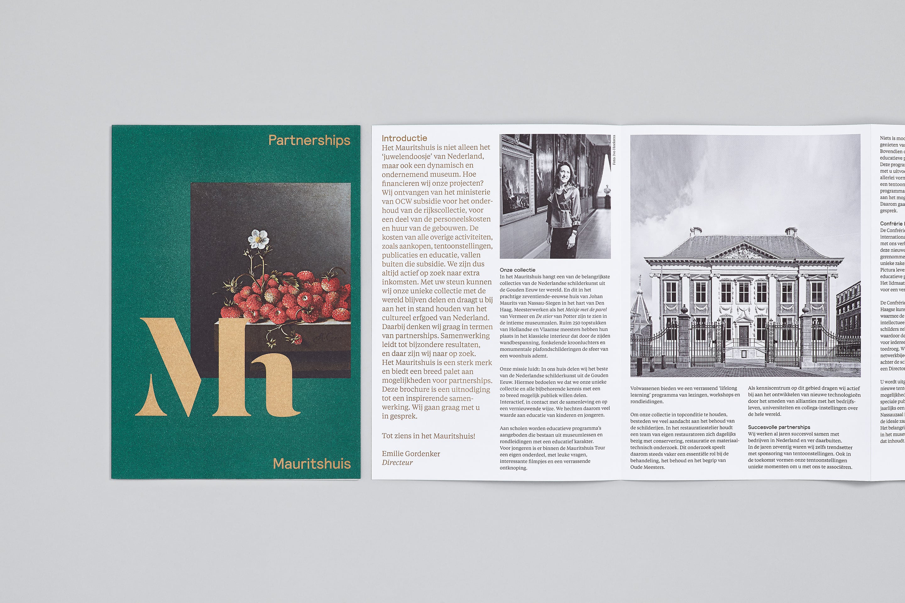 studio dumbar design visual brand identity for Mauritshuis Royal Picture Gallery partnerships brochure design