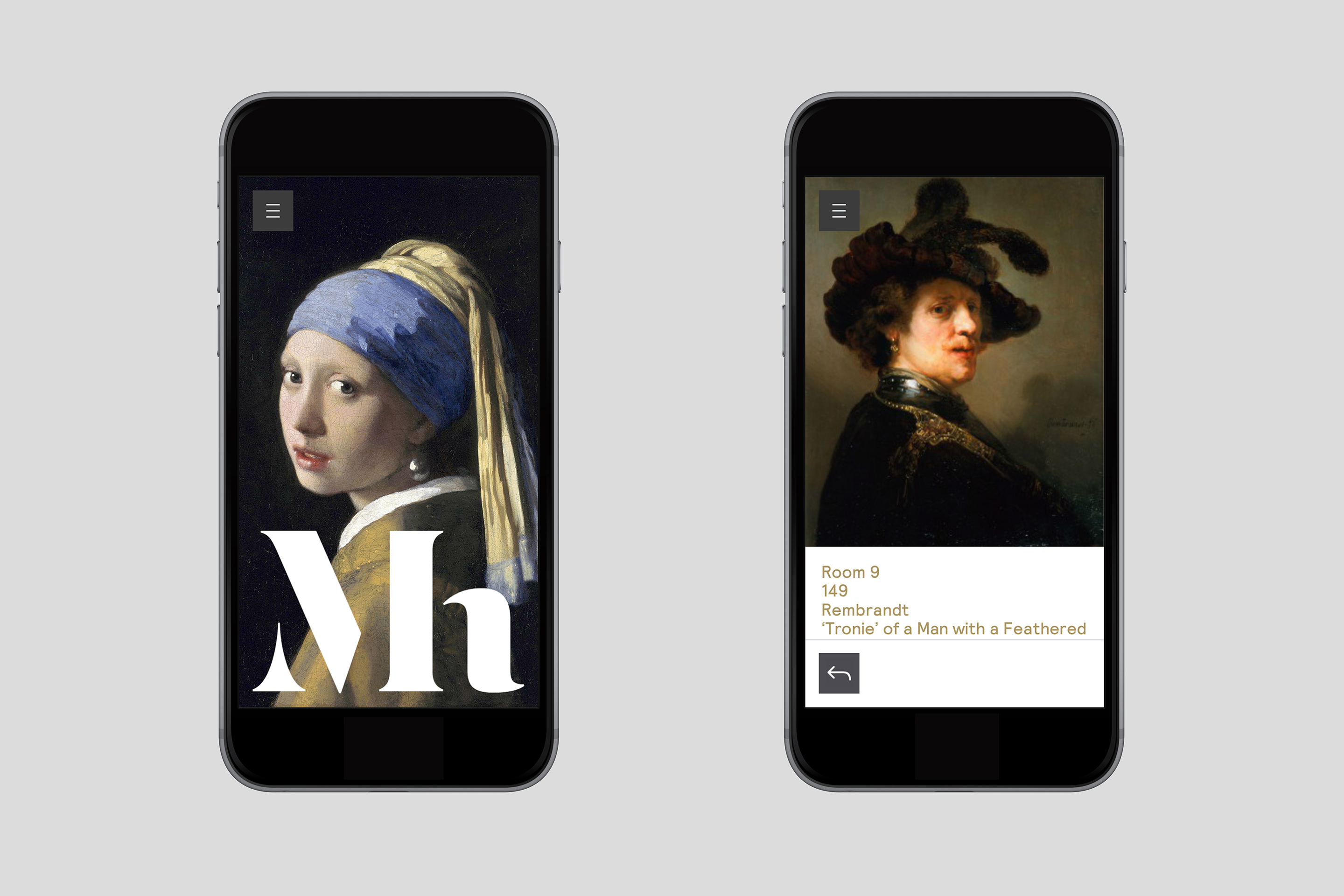 studio dumbar design visual brand identity for Mauritshuis Royal Picture Gallery mobile app design