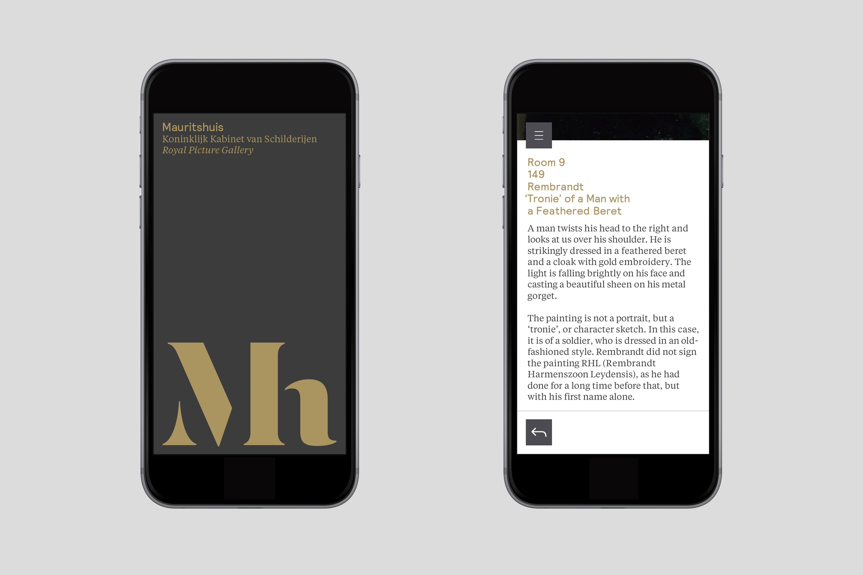 studio dumbar design visual brand identity for Mauritshuis Royal Picture Gallery  mobile app design