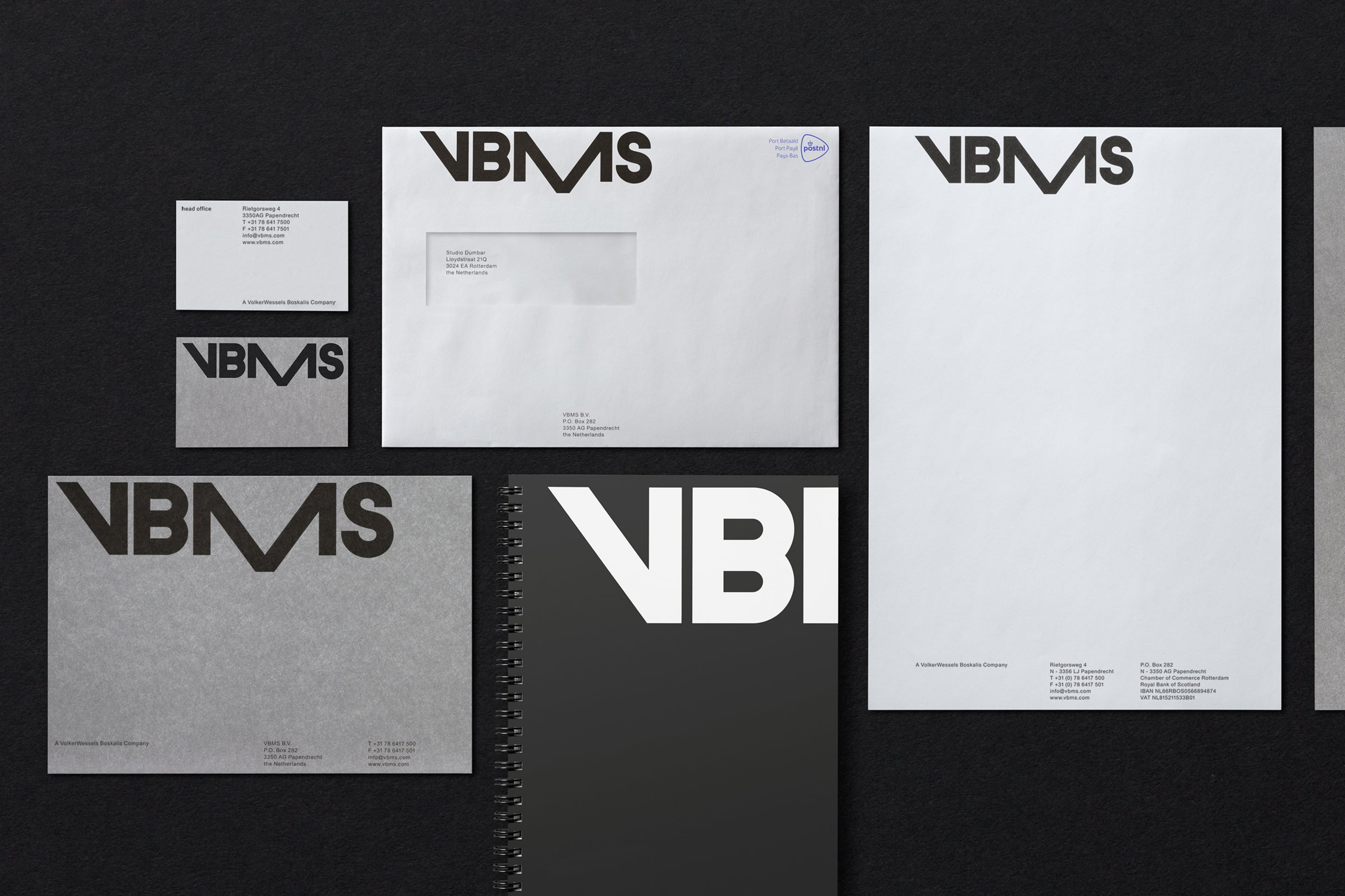 studio dumbar design visual brand identity for VBMS expert in offshore installations stationer design