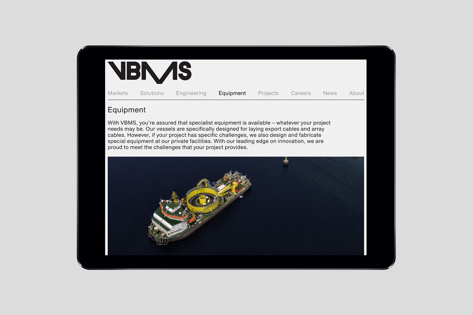 studio dumbar design visual brand identity for VBMS expert in offshore installations website design